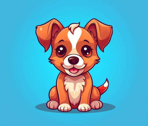 Cute puppy on a blue background