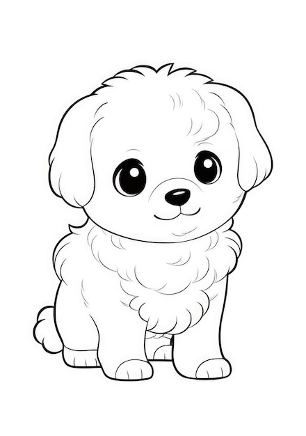 Premium Photo | Cute puppy coloring page on A4 paper