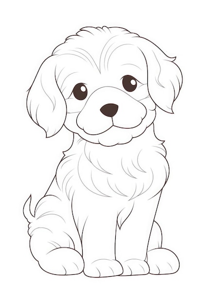 cute puppy coloring page on A4 paper