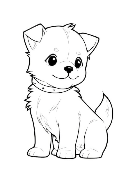 cute puppy coloring page on A4 paper