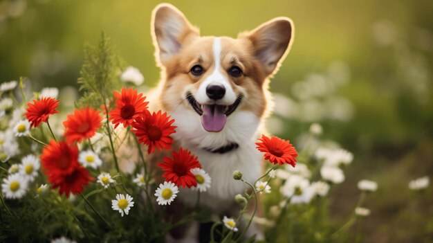 Cute puppy dog red corgi