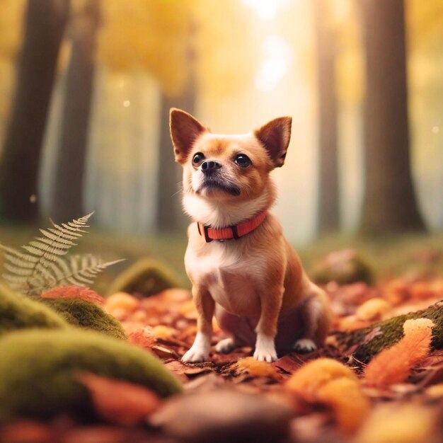 Cute puppy enjoying nature