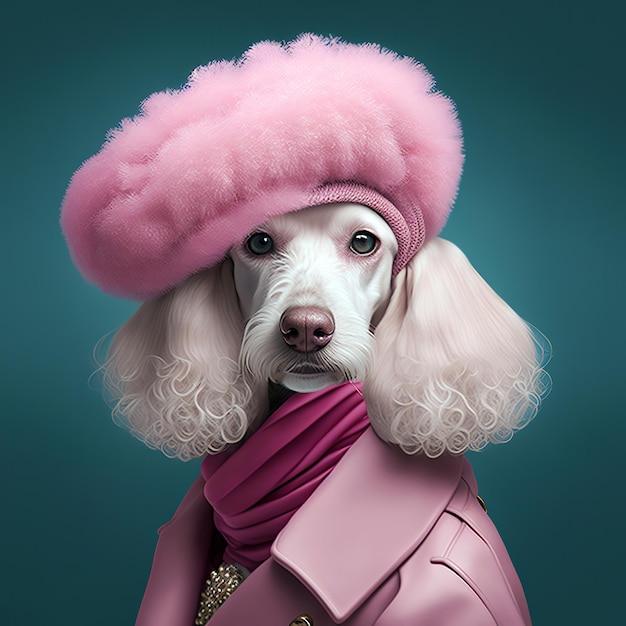 A cute puppy fashion dog. pet portrait in clothing