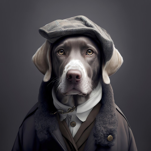 A cute puppy fashion dog. pet portrait in clothing