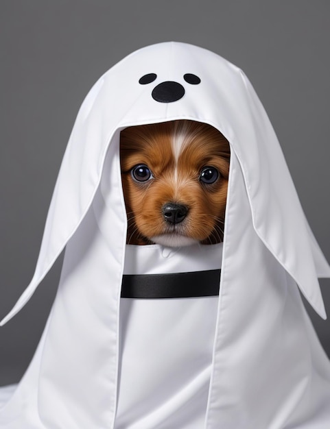 かわいい子犬の幽霊のハロウィーンの衣装