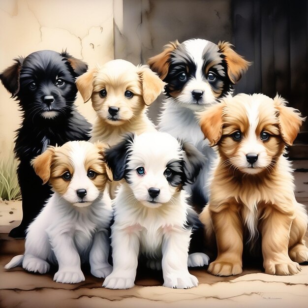 Cute puppy group