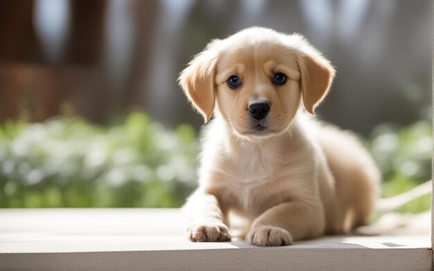 可愛い子犬が家に横たわっている テキストのスペース