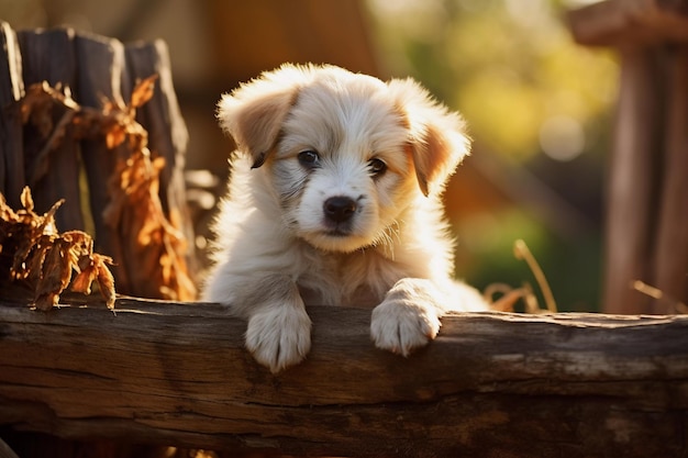 cute puppy in little farm puppy with funny look