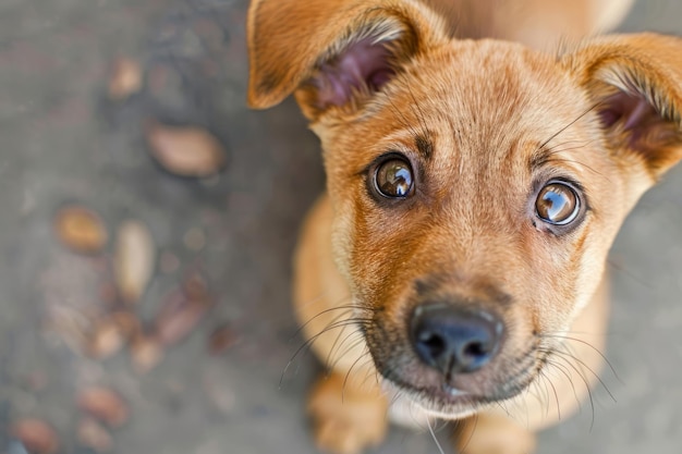 Cute puppy looking up Generative AI