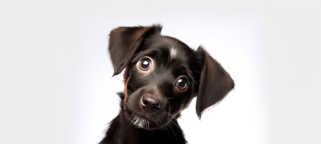 A cute puppy making a puzzled on a white background Generative Ai