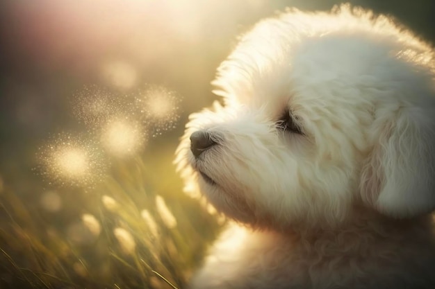 自然の中のかわいい子犬