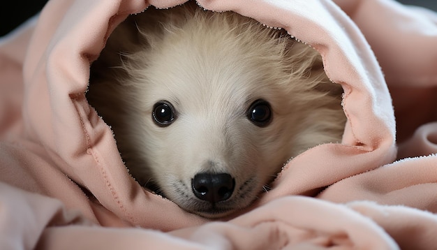 可愛い子犬が眠っている 純血の犬 毛皮がふわふわ 無邪気で快適なAIによって生成された