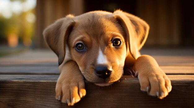 큰 갈색 눈을 가진 귀여운 강아지