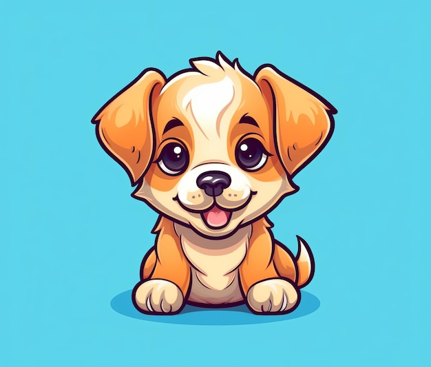 Cute puppy with a blue background