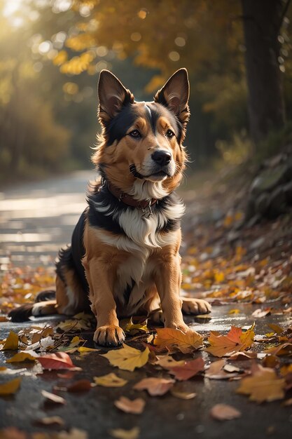 夏の日差しの中で屋外で遊ぶかわいい純血種の子犬