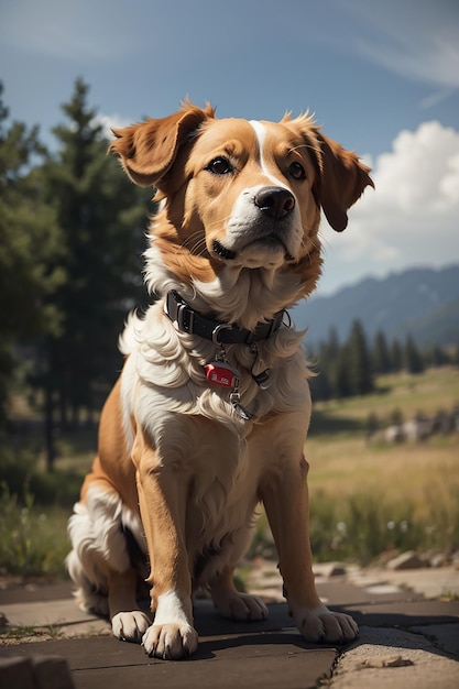 Cute purebred puppy playing outdoors in summer sunlight