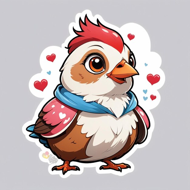 Cute quail with hearts