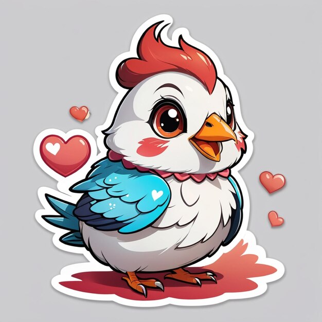 Cute quail with hearts