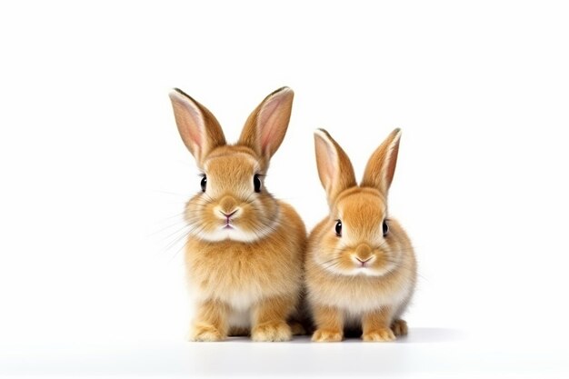 Cute rabbit animal realistically white background