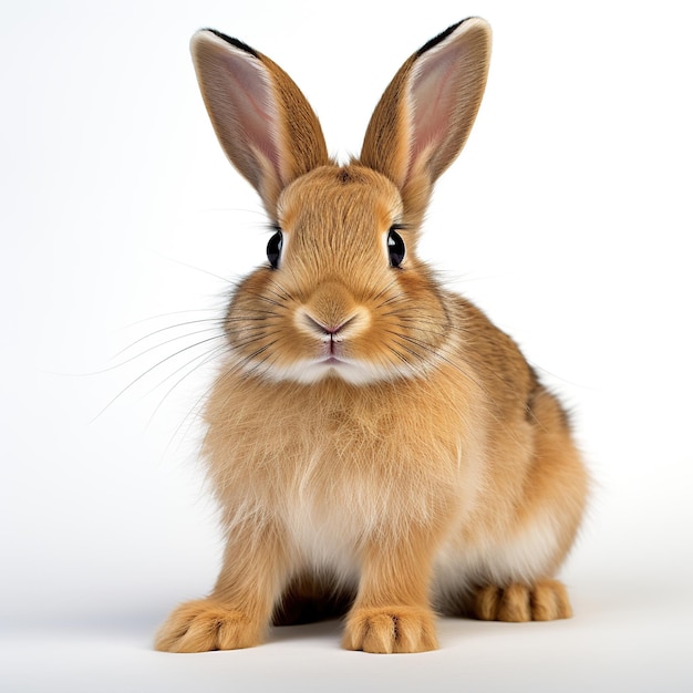 白い背景に座っているかわいいウサギの動物