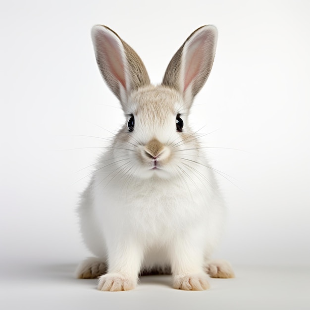 Cute rabbit animal sitting white background