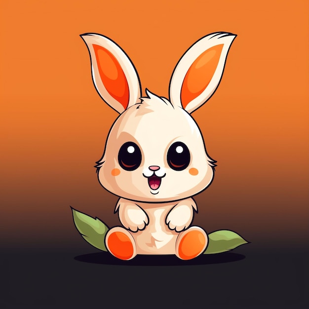 cute rabbit bite carrot cartoon vector icon