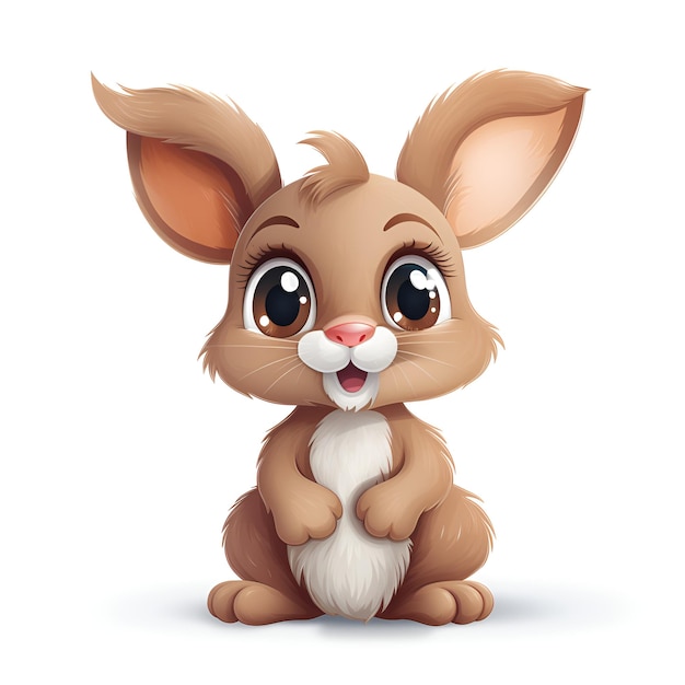 Cute rabbit cartoon character on white background