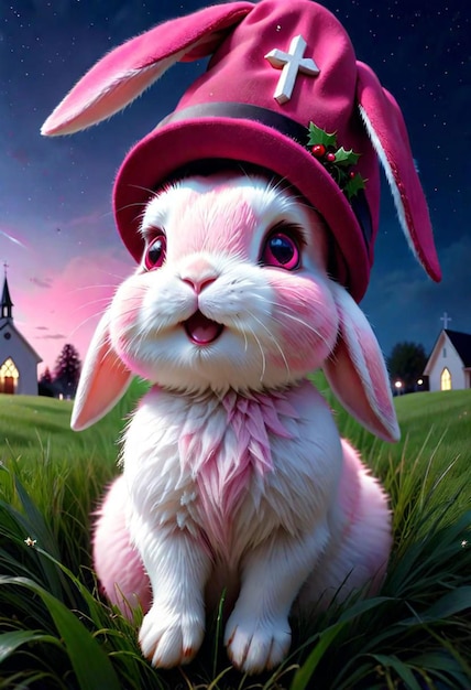 Photo cute rabbit christmas