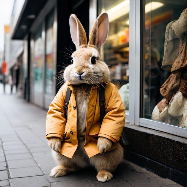 cute rabbit in the city cute rabbit in the city