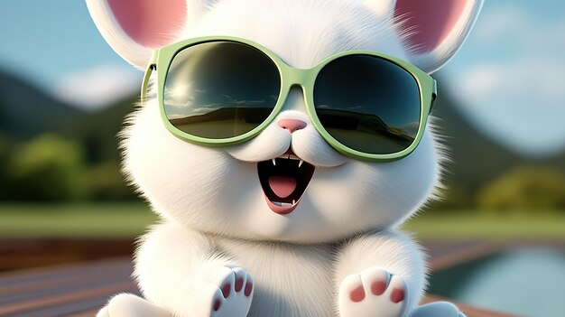 Photo cute rabbit cute bunny 3d rander