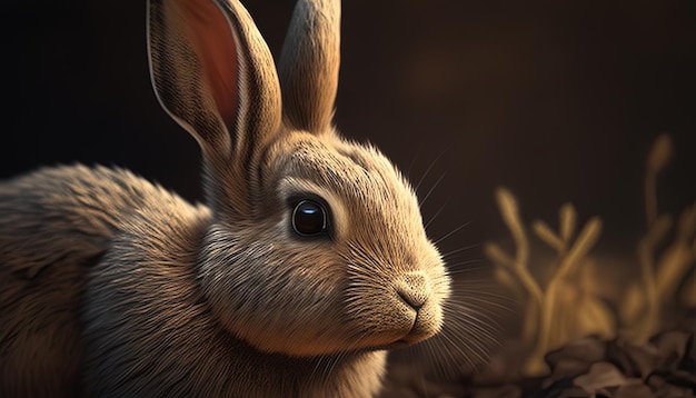 Cute rabbit digital art illustration