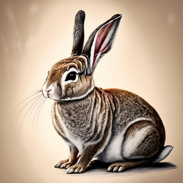 Cute rabbit drawn in pencil