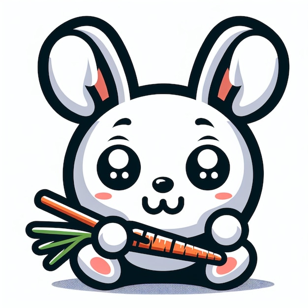 Cute rabbit fishing carrot cartoon vector icon illustration animal nature icon concept isolated