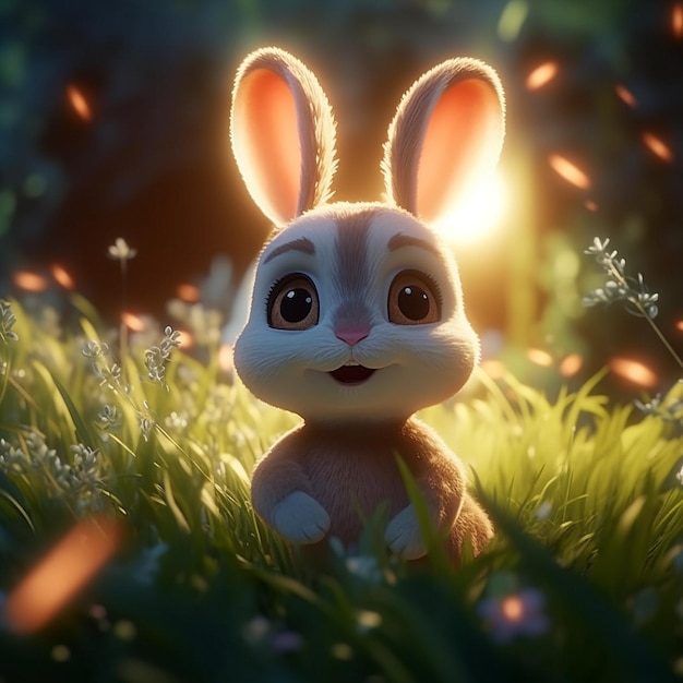Cute rabbit in the grass