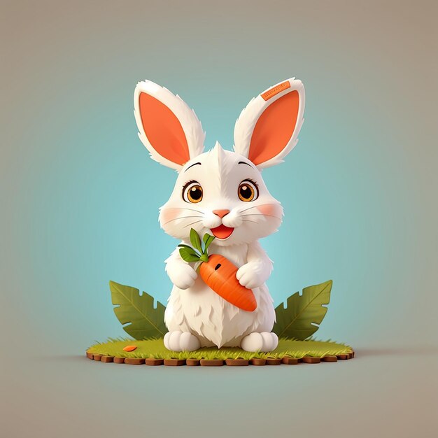 Photo cute rabbit holding carrot cartoon vector icon illustration animal nature icon concept isolated premium vector flat cartoon style