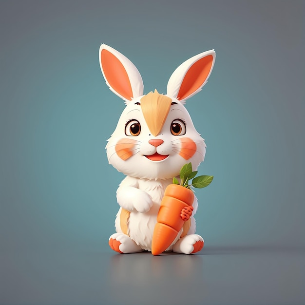 Photo cute rabbit holding carrot cartoon vector icon illustration animal nature icon concept isolated