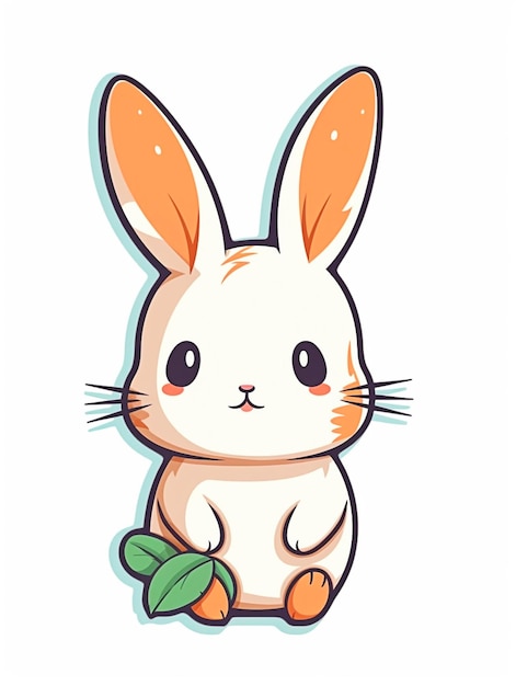 Cute rabbit illustration white background ai generated