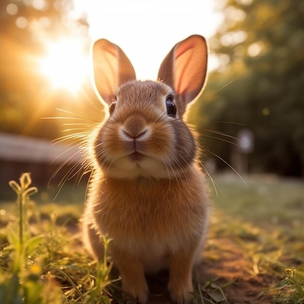 Photo a cute rabbit in its habitat