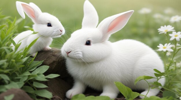 Photo cute rabbit in the nature closeup of a rabbit rabbit in the forest rabbit in the park