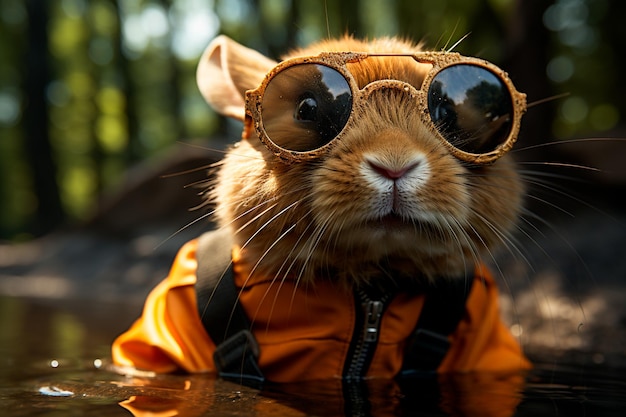 cute rabbit wearing sunglasses
