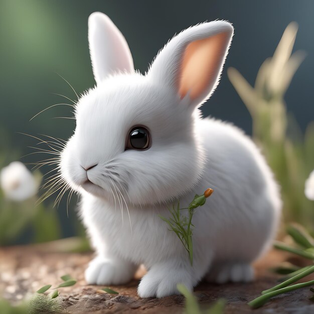 Cute rabbit with carrot 3D cartoon animation