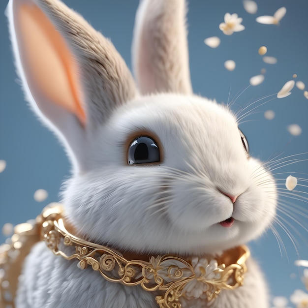 Photo cute rabbit with carrot 3d cartoon animation