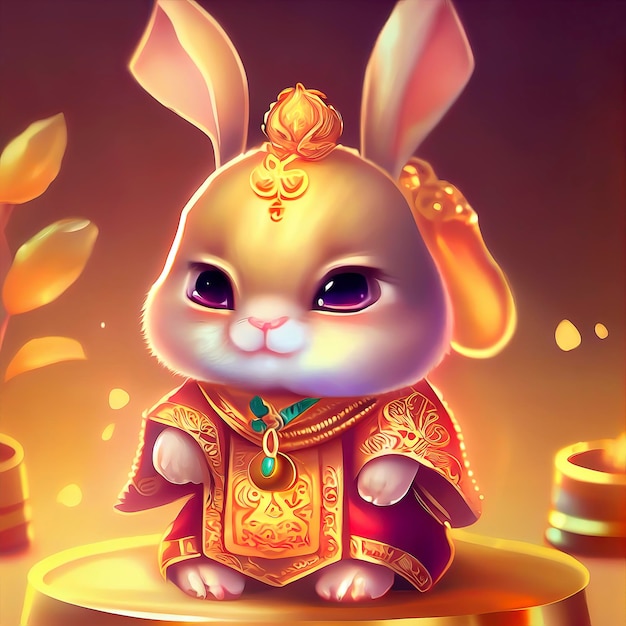 Cute rabbit with chinese costume