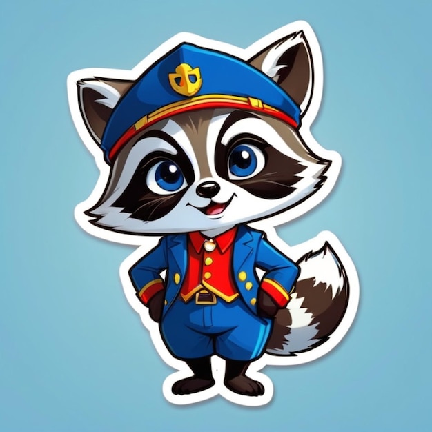 Cute raccoon marine cartoon