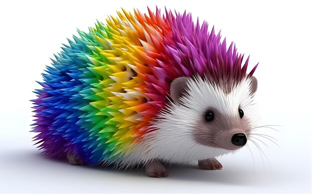 Cute rainbow colored hedgehog AI generated