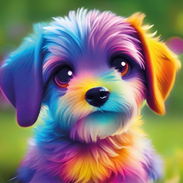 pet canvas art rainbow friends colorful design cute dog face