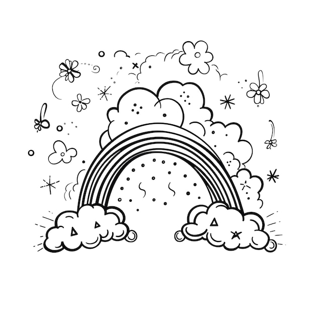 Photo cute rainbow coloring page printable for children and kids image only