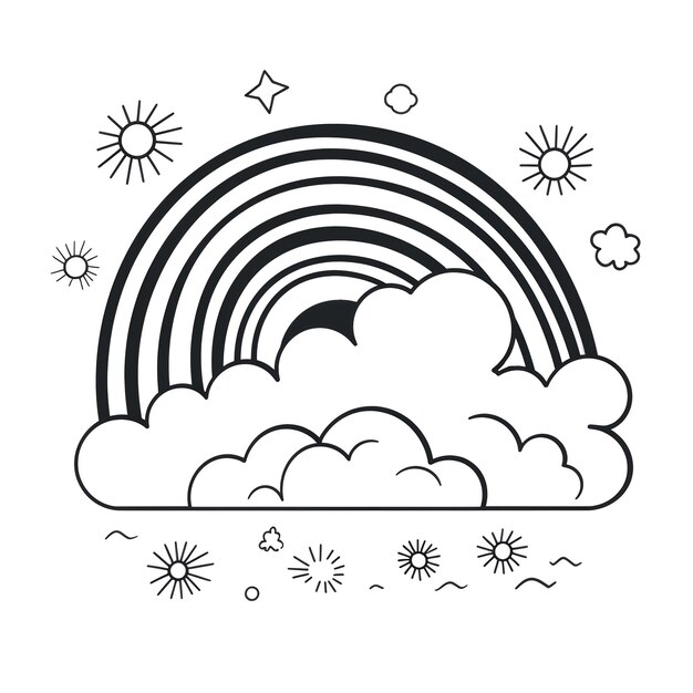 Photo cute rainbow coloring page printable for children and kids image only