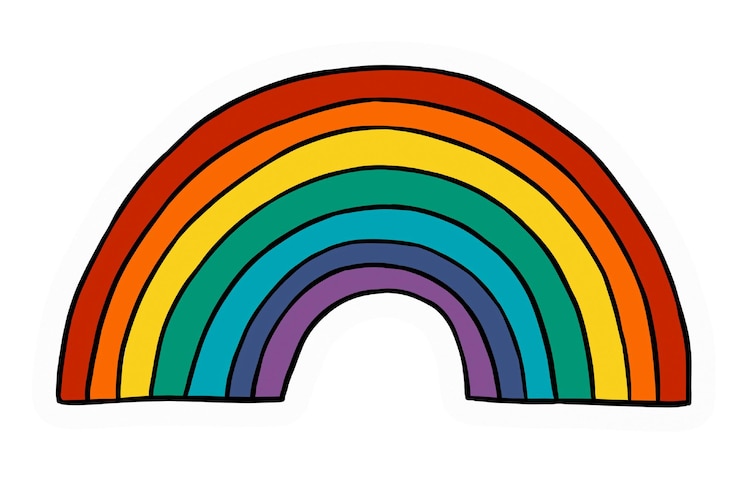 Photo cute rainbow png sticker drawing illustration transparent background