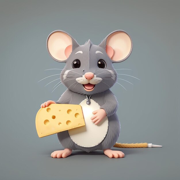 Cute Rat Mouse Hold Cheese Flag Vector Icon Illustration Animal Icon Concept Isolated Premium Vector Flat Cartoon Style